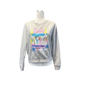 Barbie Apres-Ski Club Sweatshirt Gray Graphic Crewneck Fleece Large Mattel‎